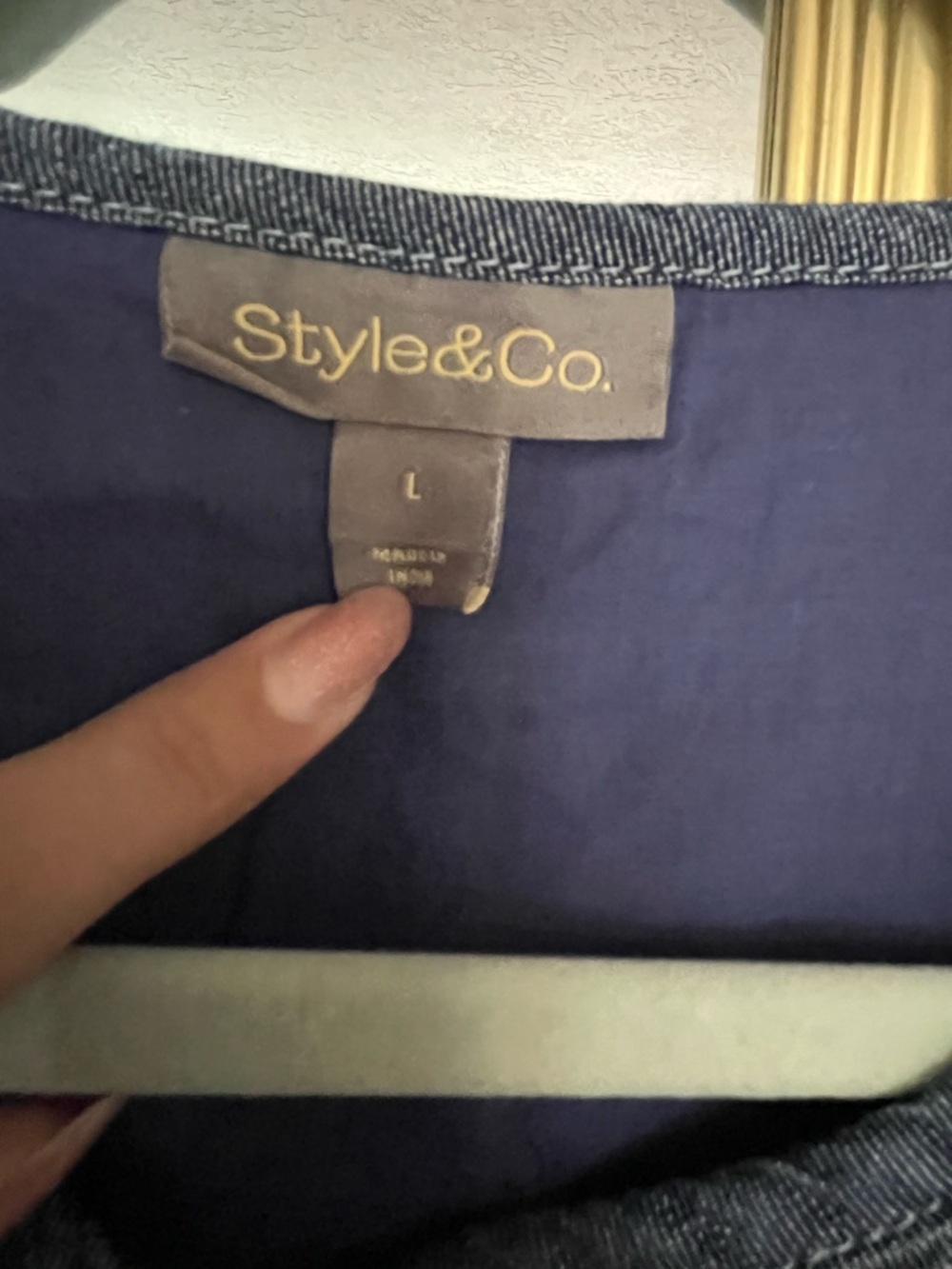 Style & Co. Two-Tone Blue Quilted Jean Jacket - Picture 2 of 3